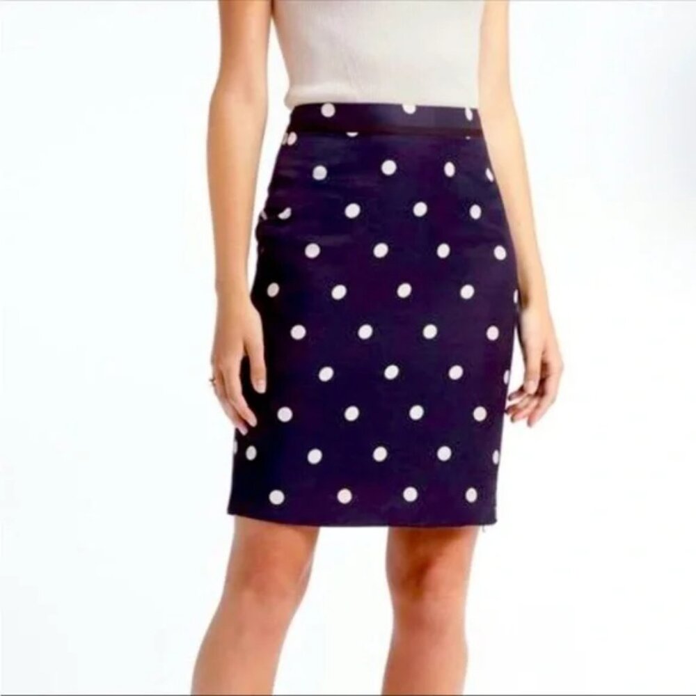 Banana Republic NWT Navy Blue & White Polka Dot Pencil Skirt - Size 10